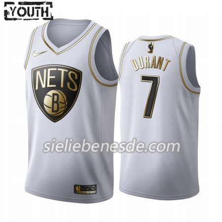 Kinder NBA Brooklyn Nets Trikot Kevin Durant 7 Nike 2019-2020 Weiß Golden Edition Swingman